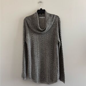 VTG Eight Eight Eight Sweater Gray Cowl Neck Lightweight Cotton L Lagenlook Boho